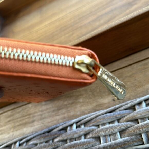 Michael Kors Orange Leather Ostrich Embossed Wallet - Picture 4 of 7